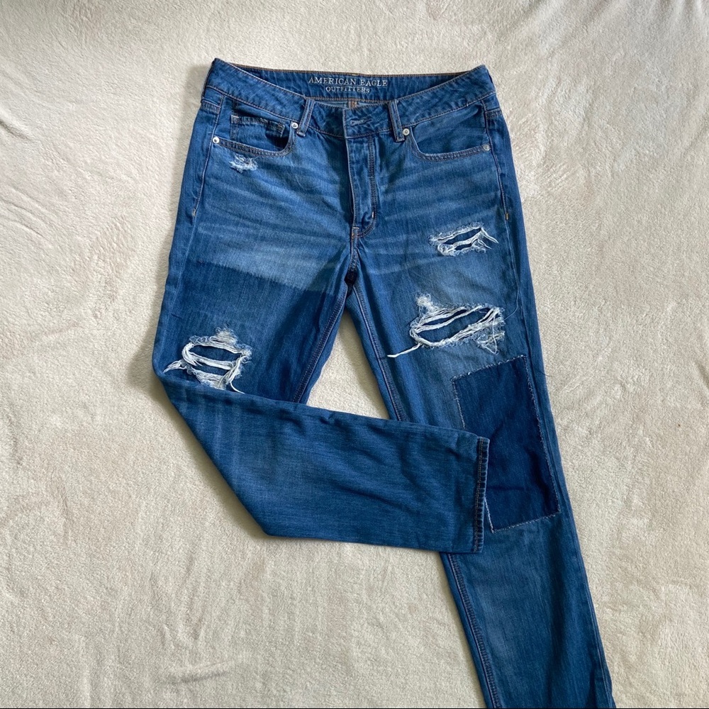 American Eagle Patchwork Tomgirl Jeans